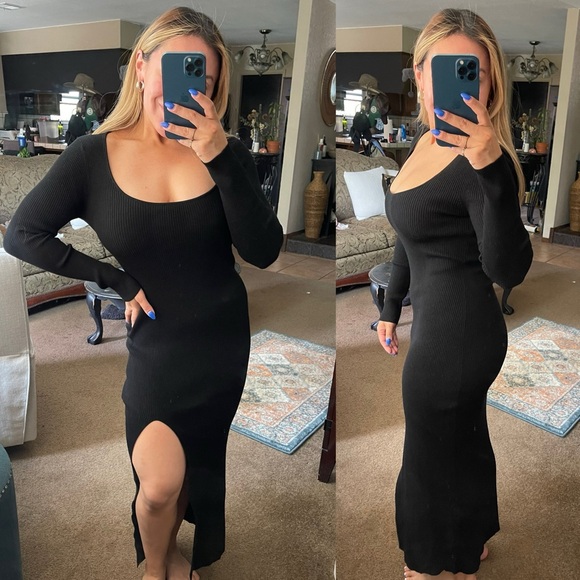 Wilfred Dresses & Skirts - Wilfred Aritzia | Black Ribbed Slit Maxi Dress Size: Small